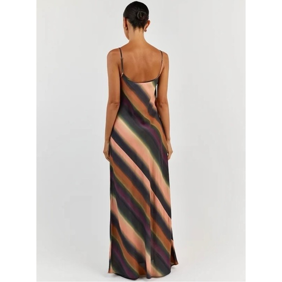 NWT DISSH Lulu Ombre Purple Green Orange Spaghetti Strap Slip On Maxi Dress - Picture 5 of 13